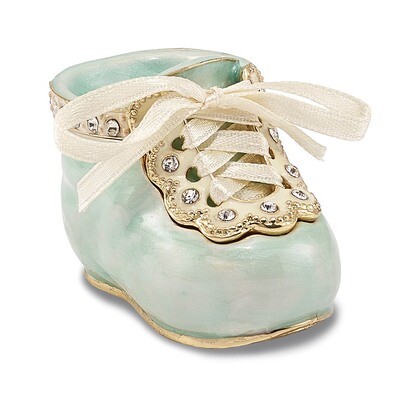 Blue Baby Bootie Trinket Box Enamel on Pewter by Jere, MPN: BJ2052B, 191101594908