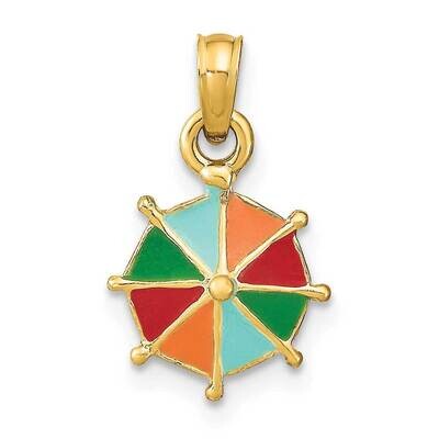 Multi-Color Enamel 2-D Umbrella Charm 14k Gold K6810, MPN: K6810, 637218124152