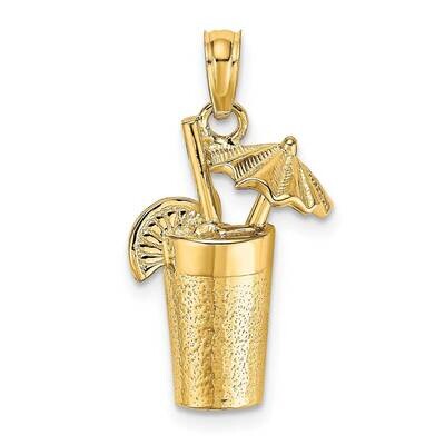 Cocktail Drink with Umbrella Charm 14k Gold 2-D K7275, MPN: K7275, 637218084487