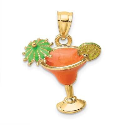 Orange Enameled Margarita Drink with Umbrella Lima Charm 14k Gold 2-D K6777, MPN: K6777, 6372181221…