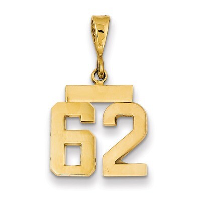 Number 62 Charm 14k Gold Small Polished SP62, MPN: SP62, 883957141398