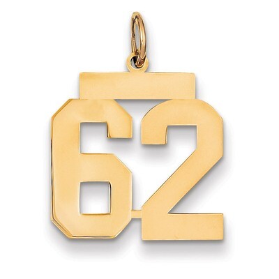 Number 62 Charm 14k Gold Medium Polished LM62, MPN: LM62, 883957134970