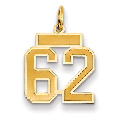 Number 62 Charm 14k Gold Small Satin  LSS62, MPN: LSS62, 883957069913