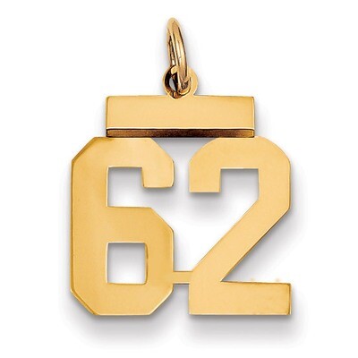 Number 62 Charm 14k Gold Small Polished LS62, MPN: LS62, 883957033853