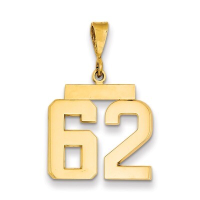 Number 62 Charm 14k Gold Medium Polished MP62, MPN: MP62, 883957135564