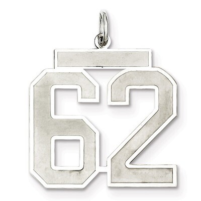 Pendant Number 62 Satin Sterling Silver Large QPP62, MPN: QPP62, 191101282010