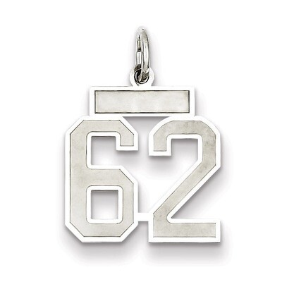 Charm Number 62 Satin Sterling Silver Small QPS62, MPN: QPS62, 191101282904