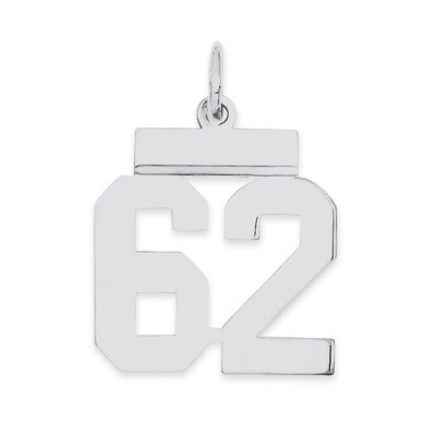 Pendant Number 62 Polished Sterling Silver Small QSS62, MPN: QSS62, 883957101569