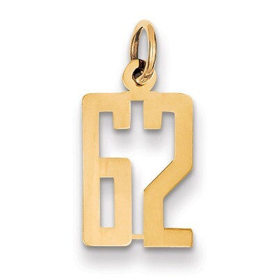 Number 62 Charm 14k Gold Small Polished Elongated LES62, MPN: LES62, 883957317519