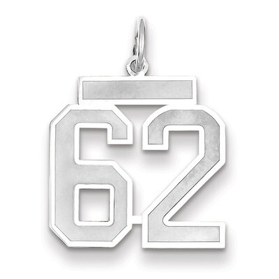 Number 62 Charm Medium Satin 14k white Gold WSM62, MPN: WSM62, 883957079240