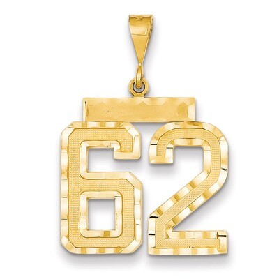 Number 62 Charm 14k Gold Large Diamond-cut LN62, MPN: LN62, 883957122533