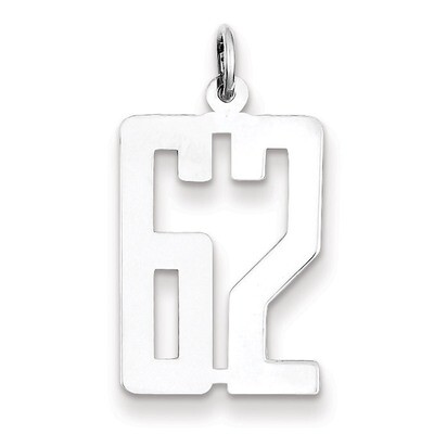 Charm Number 62 Elongated Pol Sterling Silver Small QES62, MPN: QES62, 191101190445