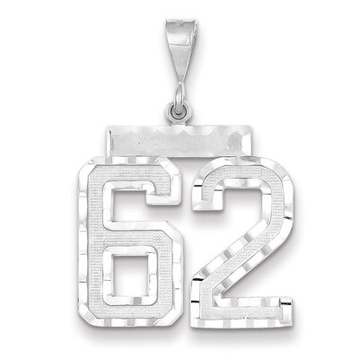 Number 62 Charm 14k white Gold Large Diamond -cut WLN62, MPN: WLN62, 883957124384