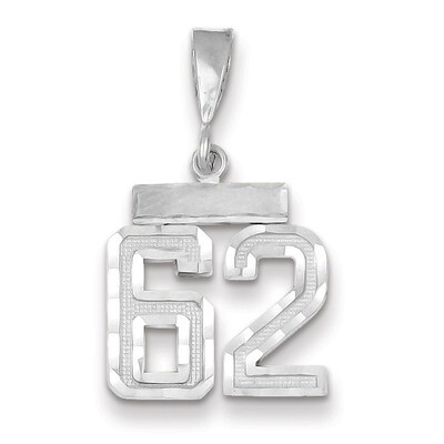 Number 62 Charm Small Diamond -cut 14k white Gold WSN62, MPN: WSN62, 883957114477