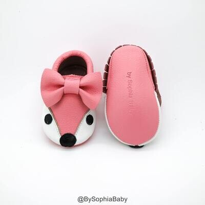 Baby Moccasins Baby Light Pink Fox Moccasins Baby Leather Shoes Genuine Leather Moccs Toddler Mocca…