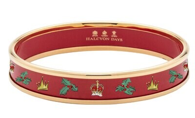 Halcyon Days 1cm TR Coronation Christmas Red Gold Medium Bangle Bracelet PBTCC0610GM, MPN: PBTCC061…