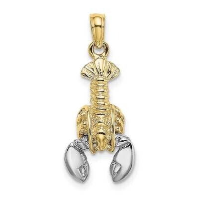 Rhodium 2-D Moveable Lobster Charm 10k Gold 10K9236, MPN: 10K9236,