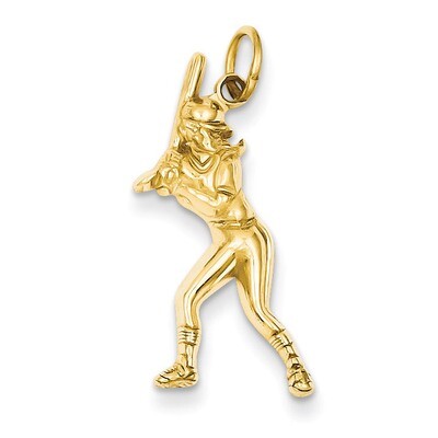 Female Baseball Batter Charm 14k Gold D3476, MPN: D3476, 886774093697