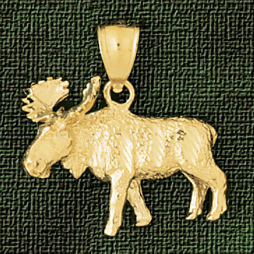 Dazzlers Jewelry Moose Pendant Necklace Charm Bracelet in Yellow, White or Rose Gold 2245, MPN: DZ-…