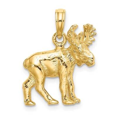 Moose Charm 14k Gold 3-D Textured K6606, MPN: K6606, 637218103959