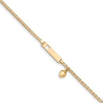 6 Inch Baby ID Anchor with Heart Dangle Bracelet 14k Gold BID101-6, MPN: BID101-6, 191101076091