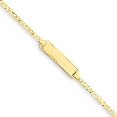 Curb Link Baby Child ID Bracelet 14k Gold Engravable BID52-6, MPN: BID52-6, 886774557892