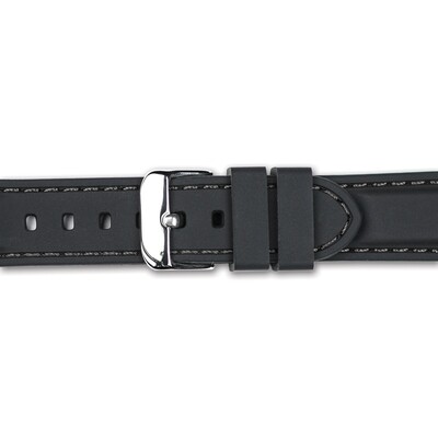 22mm Black Silicone with Black Stitch Watch Band  BA405-22, MPN: BA405-22,