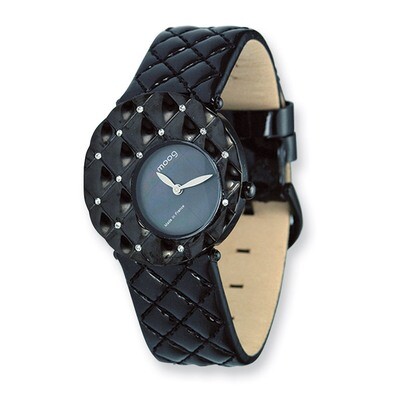 Moog Fascination Black Dial Black Quilted Patent Strap Watch, MPN: XWA4128,