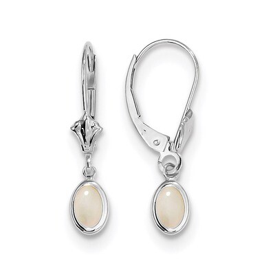 October Opal Leverback Earrings 14k white Gold 6x4 Oval Bezel XBE298, MPN: XBE298, 191101433795