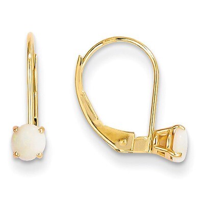 4mm Round October/Opal Leverback Earrings 14k Gold XBE82, MPN: XBE82, 883957087139