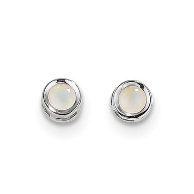 4mm Oval Bezel October/Opal Post Earrings 14k white Gold XBE250, MPN: XBE250, 191101312182
