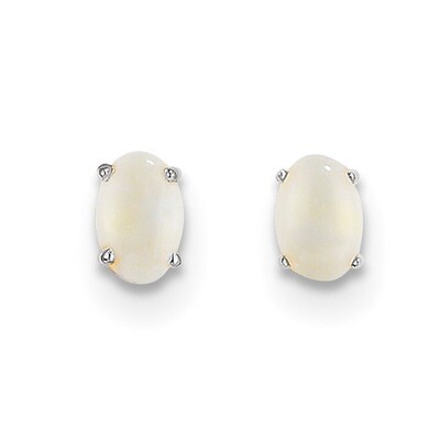 6x4mm Opal Earrings 14k white Gold XBE310, MPN: XBE310, 191101433917