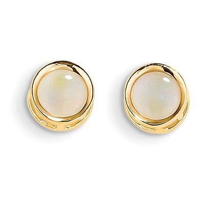 5mm Bezel Opal Stud Earrings 14k Gold XBE153, MPN: XBE153, 883957339719