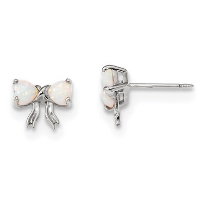 Created Opal Bow Post Earrings 14k white Gold Polished XBS576, MPN: XBS576, 191101168574