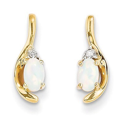 Diamond &amp; Genuine Opal Earrings 14k Gold XBS432, MPN: XBS432, 883957469621