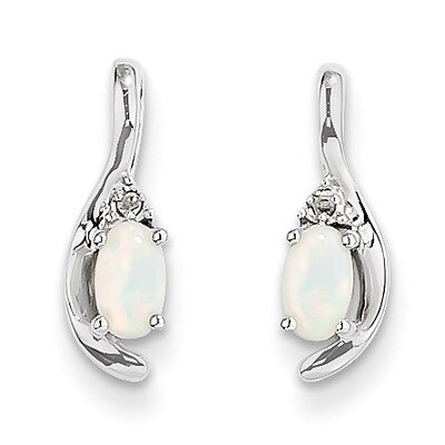 Opal Diamond Earring 14k White Gold Genuine XBS396, MPN: XBS396, 883957444963