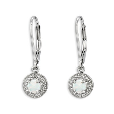 October Created Opal Earrings Sterling Silver Diamond QBE11OCT, MPN: QBE11OCT, 886774187525