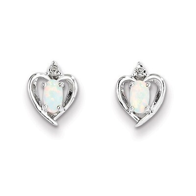 Opal &amp; Diamond October Earrings Sterling Silver QBE19OCT, MPN: QBE19OCT, 883957518572