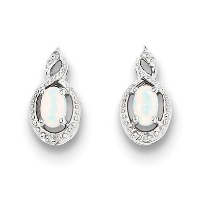 Opal &amp; Diamond October Earrings Sterling Silver QBE18OCT, MPN: QBE18OCT, 886774646176