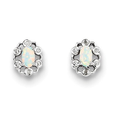 Opal &amp; Diamond October Earrings Sterling Silver QBE22OCT, MPN: QBE22OCT, 883957528915