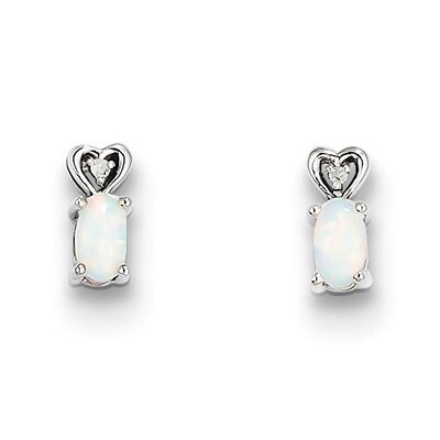 Opal &amp; Diamond October Earrings Sterling Silver QBE23OCT, MPN: QBE23OCT, 883957500744