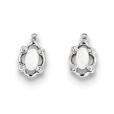Opal &amp; Diamond October Earrings Sterling Silver QBE21OCT, MPN: QBE21OCT, 883957524566