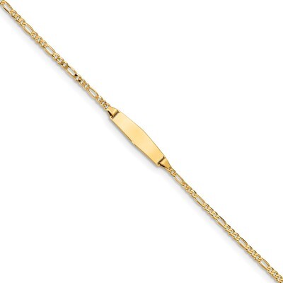 Baby Soft Diamond Shape Id Figaro Bracelet 14k Gold Engravable FIG060IDC-6, MPN: FIG060IDC-6, 88677…