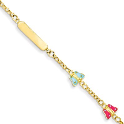 Enameled Butterflies Baby Child ID Bracelet 14k Gold Polished BID59-6, MPN: BID59-6, 191101094439