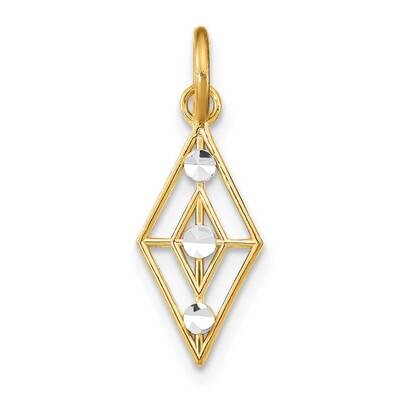 3 Diamond Shapes Charm 14k Gold Rhodium Diamond-cut K9513, MPN: K9513, 637218149001
