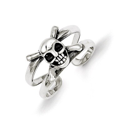 Skull Toe Ring Antiqued Sterling Silver QR796, MPN: QR796, 883957253633