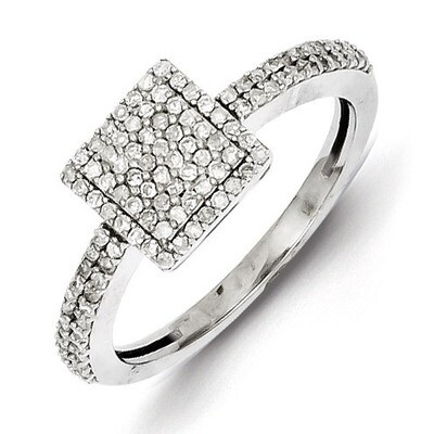 Square Ring Sterling Silver Diamond QR4758, MPN: QR4758, 883957366586