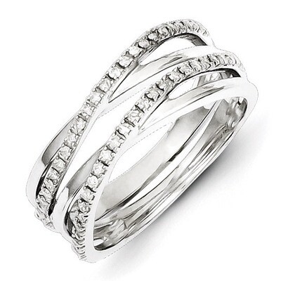 Wave Ring Sterling Silver Diamond QR4876, MPN: QR4876, 883957407746