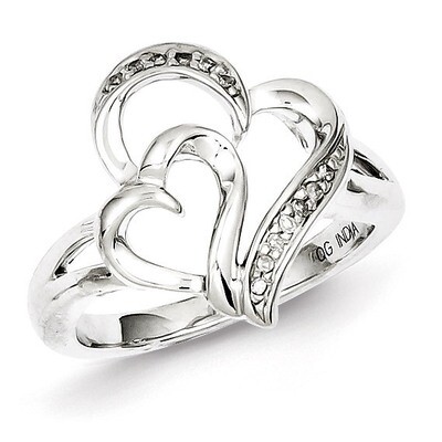 Heart Ring Sterling Silver Diamond QR5633, MPN: QR5633, 840940123755