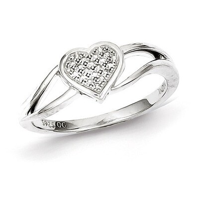 Heart Ring Sterling Silver Diamond QR5624, MPN: QR5624, 883957440460